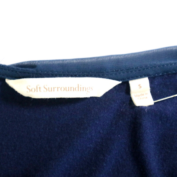 Soft Surroundings Size S Adler Asymmetrical Tunic Satin Mesh Navy Blue - Picture 9 of 10